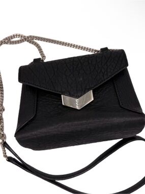 Jimmy Choo Mini Crossbody Black Pebbled Leather Bag with Chain